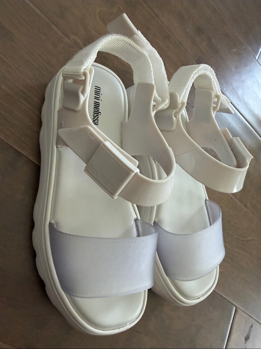 Mini Melissa White Jelly Platform Strap Sandals
